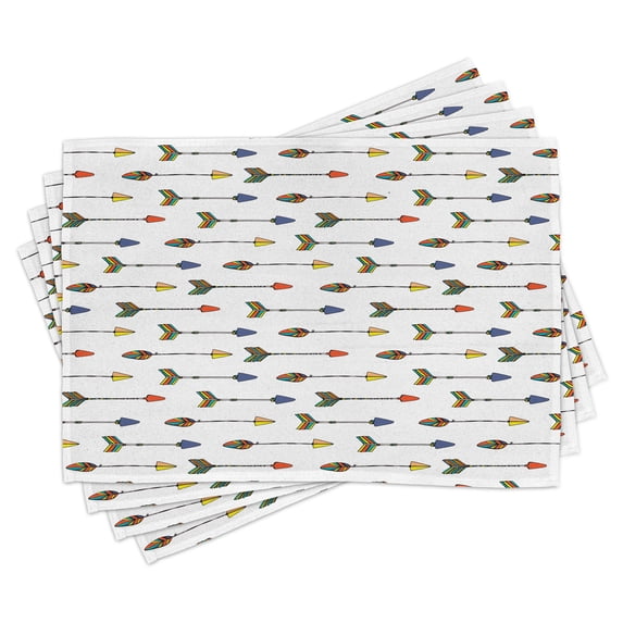 Ambesonne Arrow Place Mats Set of 4, Native Folk, Standard Size, Multicolor