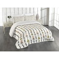 thumbnail image 1 of Ambesonne Arrow Quilted Coverlet 3 Pcs, Boho Retro Style, King Size, Black Pink Green, 1 of 4