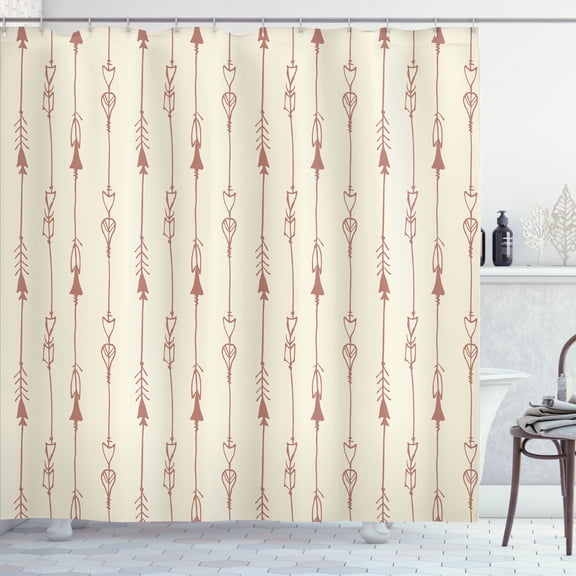 Ambesonne Arrow Shower Curtain, Tribal Hand Drawn Boho Art, 69"Wx70"L, Pale Ruby