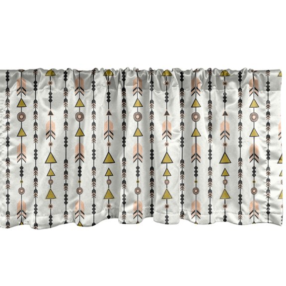 Ambesonne Arrow Window Valance, Boho Retro Style, 54" X 18", Black Pink Green