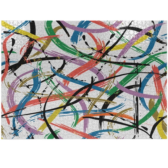 Ambesonne Art Abstract Jigsaw Puzzle Durable Cardboard, Modern Novelty, 1000 pcs, Multicolor