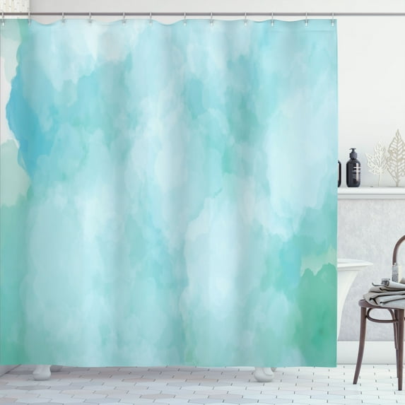 Ambesonne Art Abstract Shower Curtain, Soft Dream Smoke, 69"Wx75"L, Pale Blue and Seafoam