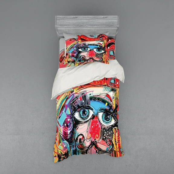 Ambesonne Art Bedding Set 3 Pcs, Grafitti Sketchy Paint, Twin, Multicolor