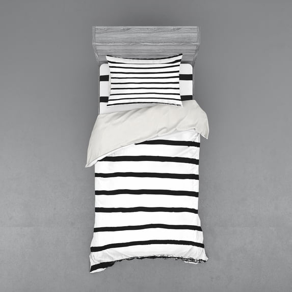 Ambesonne Art Bedding Set 3 Pcs, Minimalist Paintbrush, Twin XL, Charcoal Grey