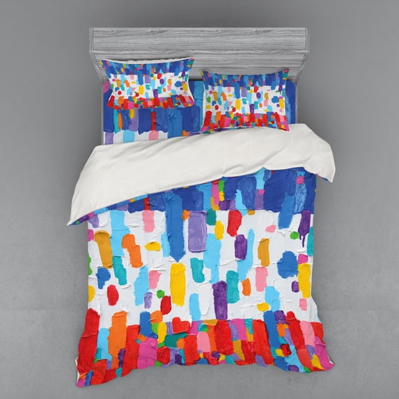 Ambesonne Art Bedding Set 4 Pcs, Colorful Abstract Painting, Queen, Multicolor