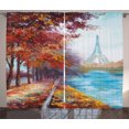 thumbnail image 1 of Ambesonne Art Curtains 2 Panel Set, Eiffel Tower from River, 108" x 84", Multicolor, 1 of 3