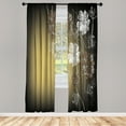 thumbnail image 1 of Ambesonne Art Curtains, Cherry Blossom Fantasy Garden, Pair of 28"x63", Pastel Green, 1 of 2