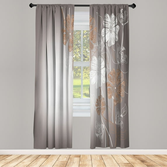 Ambesonne Art Curtains, Fantasy Bridal Garden Spring, Pair of 28"x84", Taupe Ivory