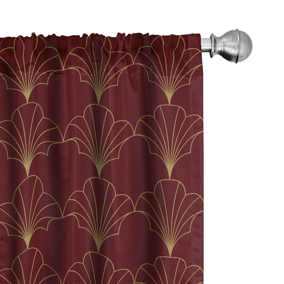 Ambesonne Art Deco Curtains, Burgundy Vintage Shells, Pair of 28"x84", Burgundy and Sand Brown