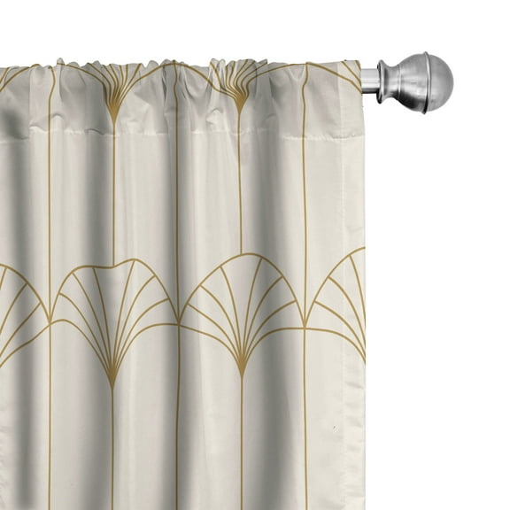 Ambesonne Art Deco Curtains, Eggshell Simple Vintage, Pair of 28"x84", Eggshell and Sand Brown