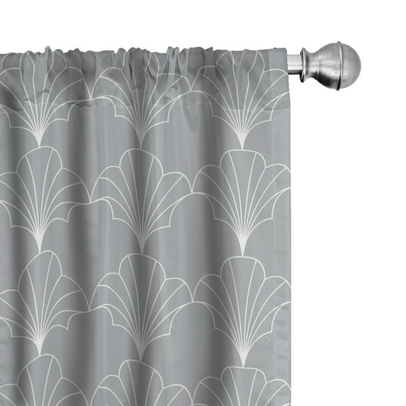 Ambesonne Art Deco Curtains, Grey White Vintage Shells, Pair of 28"x95", Grey and White