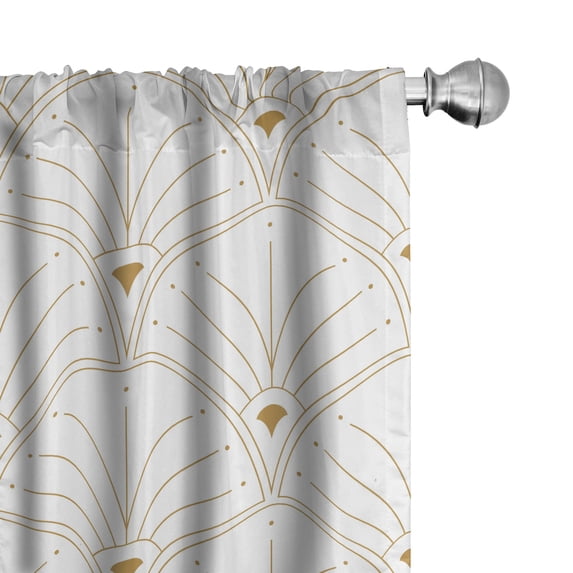 Ambesonne Art Deco Curtains, Off White Classic Scales, Pair of 28"x63", Off White Sand Brown