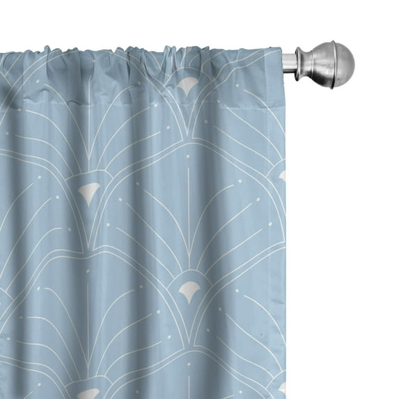Ambesonne Art Deco Curtains, Pale Blue Classic Scales, Pair of 28"x84", Pale Blue and White