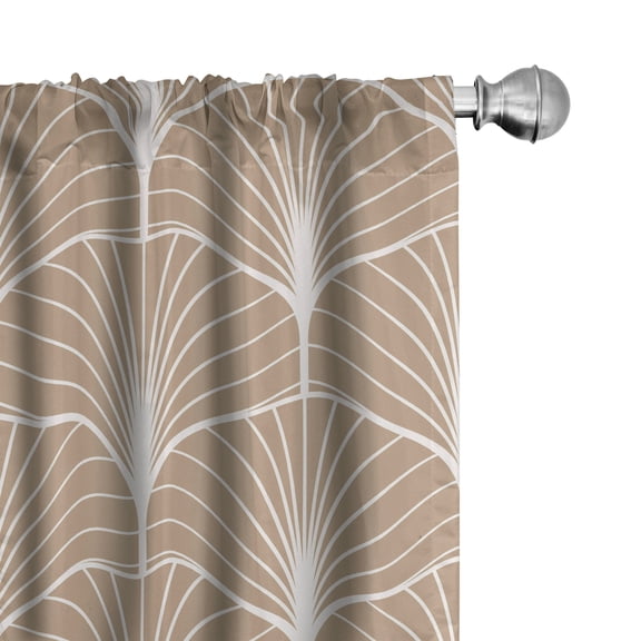 Ambesonne Art Deco Curtains, Pale Brown Semi Circles, Pair of 28"x84", Pale Brown and White