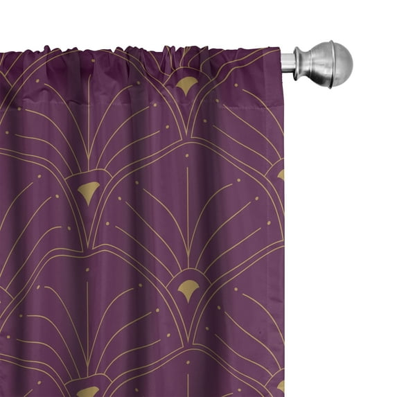 Ambesonne Art Deco Curtains, Plum Tone Classic Scales, Pair of 28"x95", Plum and Sand Brown