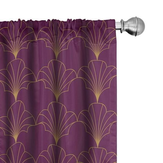 Ambesonne Art Deco Curtains, Plum Vintage Line Shells, Pair of 28"x84", Plum and Sand Brown