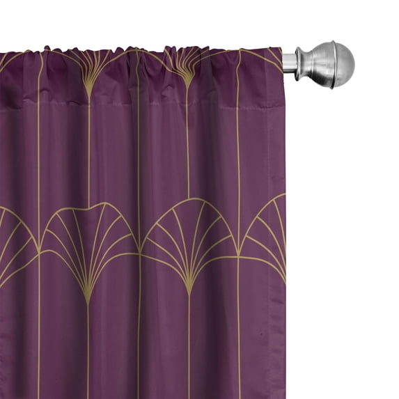 Ambesonne Art Deco Curtains, Purple Simple Vintage Grid, Pair of 28"x63", Purple and Sand Brown