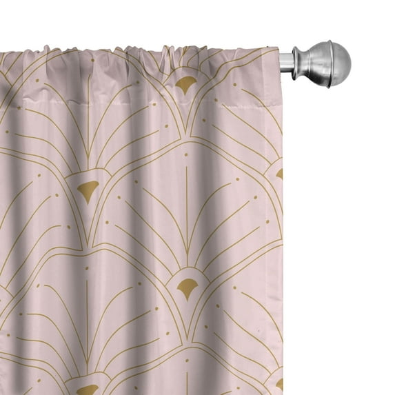 Ambesonne Art Deco Curtains, Rosy Color Classic Scales, Pair of 28"x63", Rose and Sand Brown