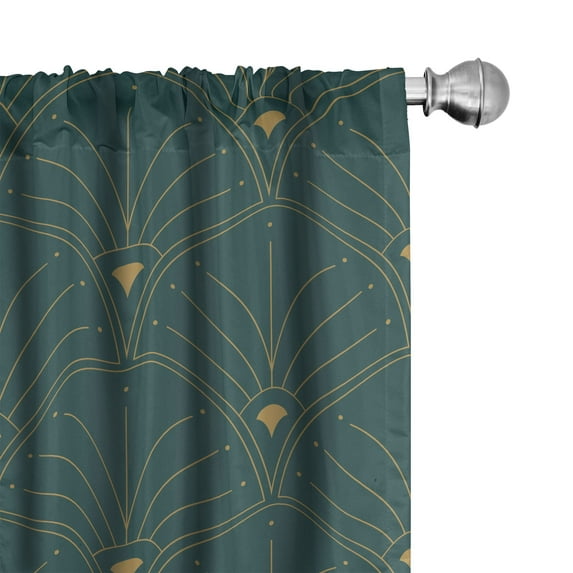 Ambesonne Art Deco Curtains, Teal Design Classic Scales, Pair of 28"x63", Teal and Sand Brown