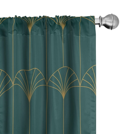 Ambesonne Art Deco Curtains, Teal Simple Vintage Motif, Pair of 28"x95", Teal and Sand Brown