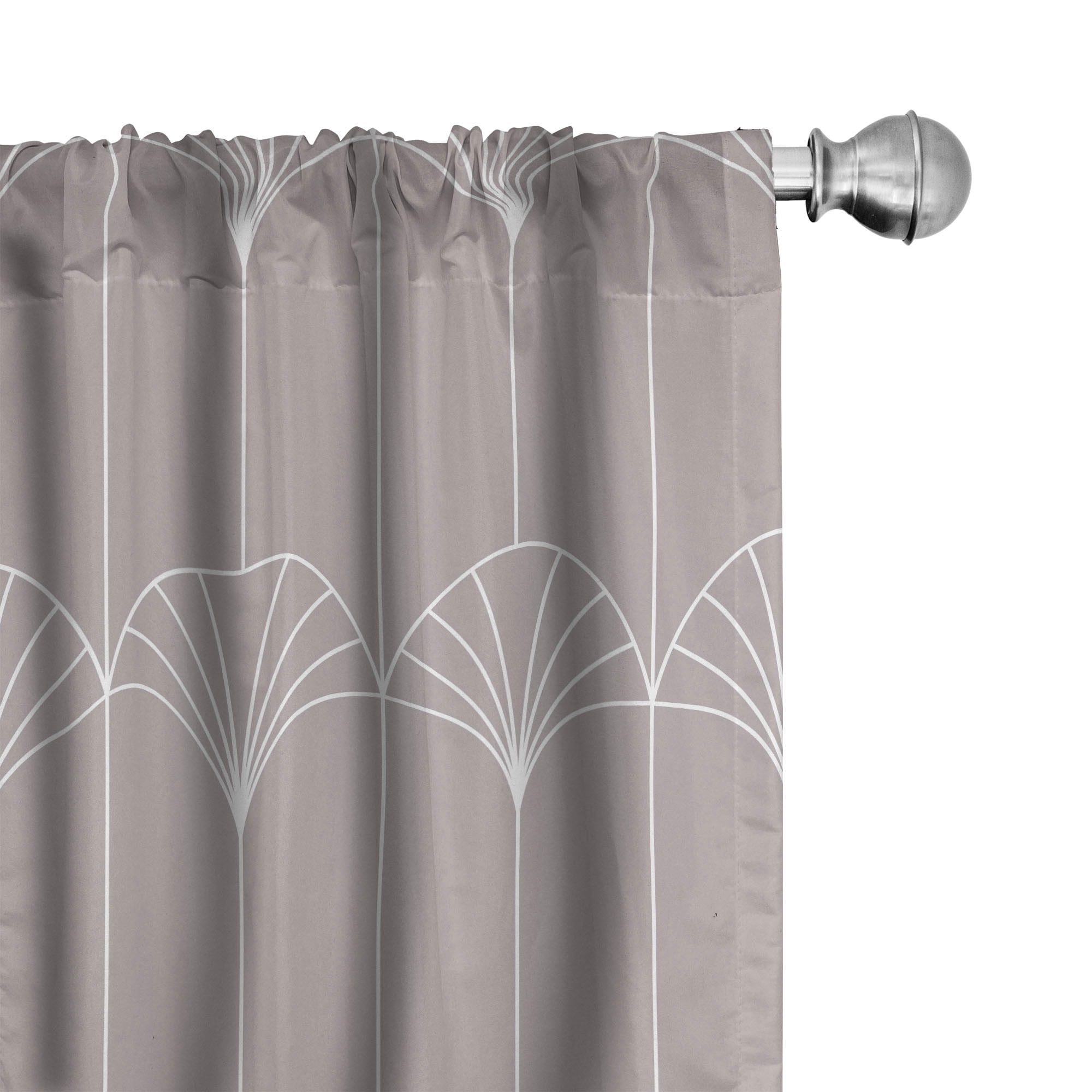 Warm Taupe and White Art Deco Microfiber Curtain Panels