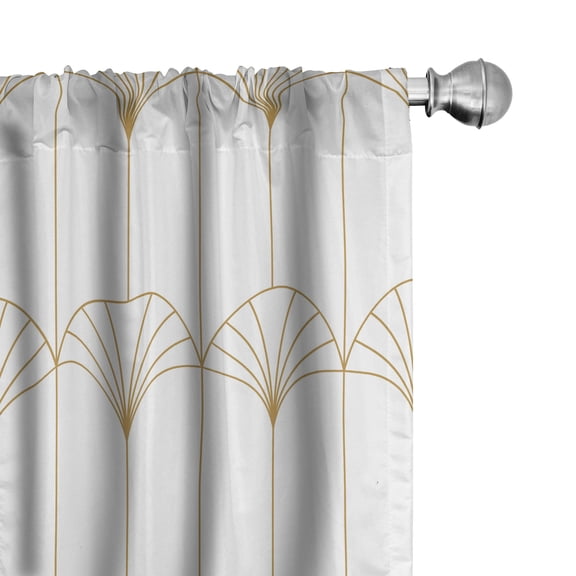 Ambesonne Art Deco Curtains, White Simple Vintage Motif, Pair of 28"x63", White Sand Brown