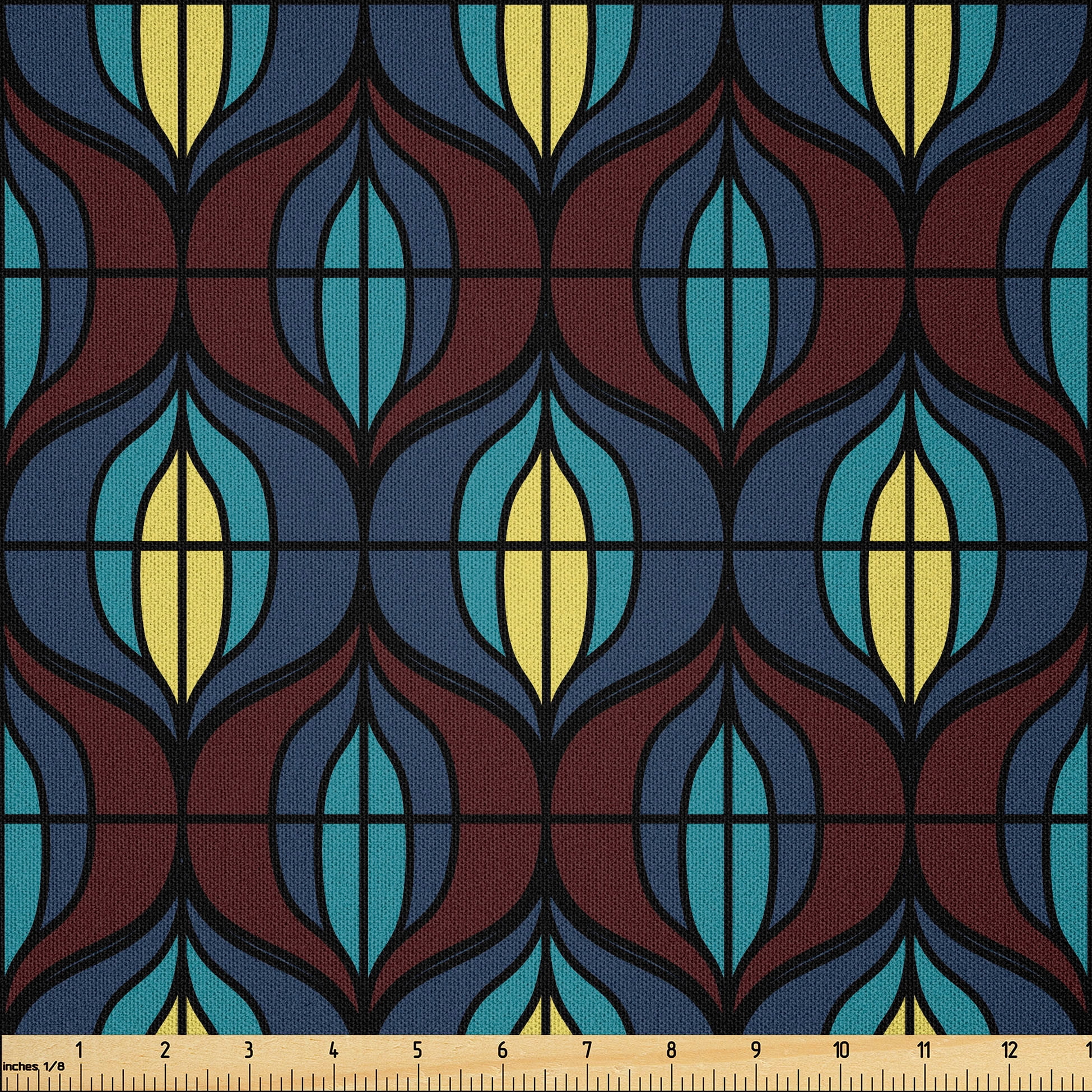 Bacc Pattern Ambesonne Art Deco Fabric by the Yard Microfiber, Asian Lines Shapes ...