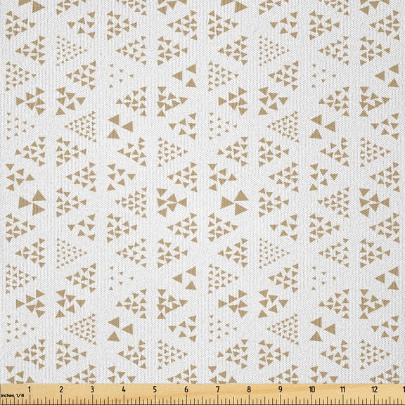Ambesonne Art Deco Fabric by the Yard Microfiber, Monochrome Tiny Triangles, 1 Yard, Dark Sand Brown White