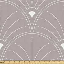 Ambesonne Art Deco Fabric by the Yard Upholstery, Neutral Classic Scales, 1 Yard, Warm Taupe and White