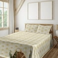 thumbnail image 1 of Ambesonne Art Deco Fitted & Flat Sheet with Sham 3 Pcs Set, Abstract Pattern Floral, Twin XL, Eggshell and Dark Mustard, 1 of 1