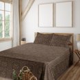 thumbnail image 1 of Ambesonne Art Deco Fitted & Flat Sheet with Shams 4 Pcs Set, Abstract Curvy Lines 30s, King, Chocolate and Dark Mustard, 1 of 5