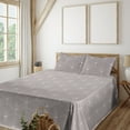 thumbnail image 1 of Ambesonne Art Deco Fitted & Flat Sheet with Shams 4 Pcs Set, Neutral Classic Scales, Calking, Warm Taupe and White, 1 of 5