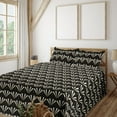 thumbnail image 1 of Ambesonne Art Deco Fitted & Flat Sheet with Shams 4 Pcs Set, Nostalgic Retro Line Print, Queen, Fawn Black and White, 1 of 1