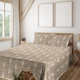 thumbnail image 1 of Ambesonne Art Deco Fitted & Flat Sheet with Shams 4 Pcs Set, Pale Brown Semi Circles, King, Pale Brown and White, 1 of 5
