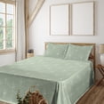thumbnail image 1 of Ambesonne Art Deco Fitted & Flat Sheet with Shams 4 Pcs Set, Pale Green Classic Scales, Full, Pale Green and White, 1 of 5