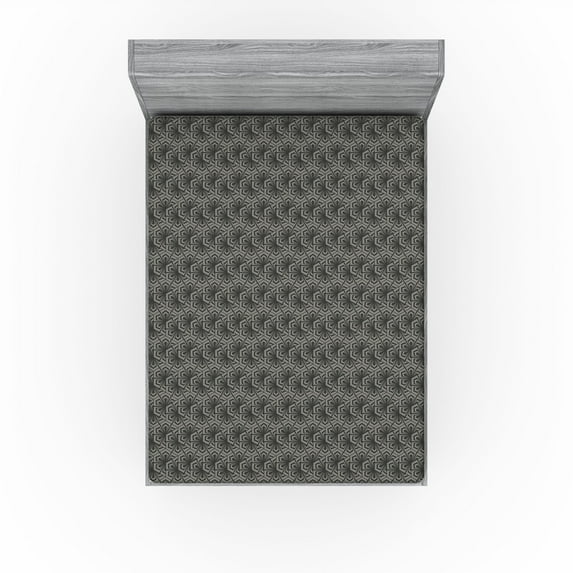 Ambesonne Art Deco Fitted Sheet, Gothic Flowers Repetitive, California King, Grey Pale Sepia