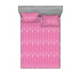 thumbnail image 1 of Ambesonne Art Deco Fitted Sheet & Pillow Sham Set, Pink Simple Vintage Motif, Full, Pink and White, 1 of 2
