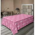 thumbnail image 1 of Ambesonne Art Deco Flat Bedding Sheet Soft Top Sheet, Pink Geometric Circles, Twin, Pink White, 1 of 1