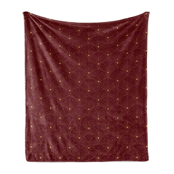 Ambesonne Art Deco Fleece Throw Blanket Burgundy Classic Scales 70"x90" Burgundy and Sand Brown