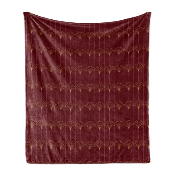Ambesonne Art Deco Fleece Throw Blanket Burgundy Vintage Motif 60"x80" Burgundy and Sand Brown
