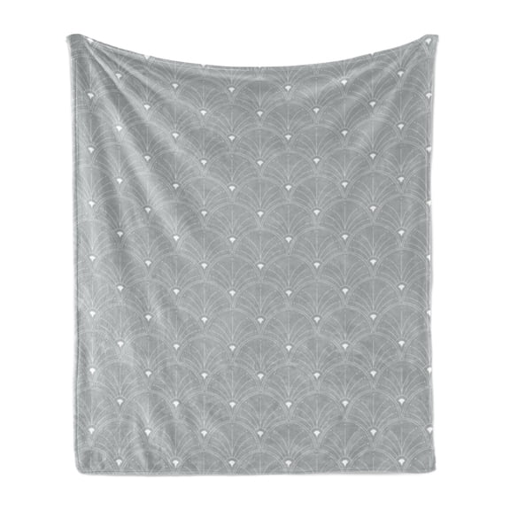 Ambesonne Art Deco Fleece Throw Blanket Grey White Classic Scales 60"x80" Grey and White