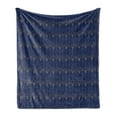 thumbnail image 1 of Ambesonne Art Deco Fleece Throw Blanket Navy Simple Vintage Motif 70"x90" Navy Blue and Sand Brown, 1 of 5