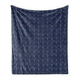 thumbnail image 1 of Ambesonne Art Deco Fleece Throw Blanket Navy Vintage Line Shells 50"x60" Navy Blue and Sand Brown, 1 of 5