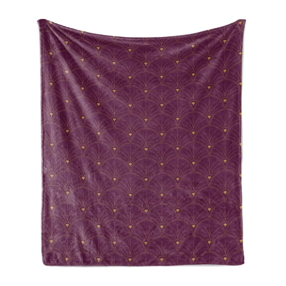 Ambesonne Art Deco Fleece Throw Blanket Plum Tone Classic Scales 70"x90" Plum and Sand Brown