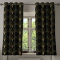 thumbnail image 1 of Ambesonne Art Deco Grommet Curtain, Black Vintage Line Shells, 50"x60", Black and Sand Brown, 1 of 5