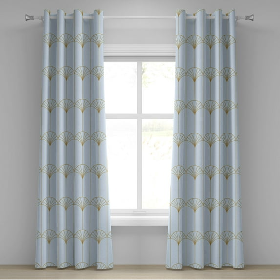 Ambesonne Art Deco Grommet Curtain, Blue Simple Vintage Motif, 50"x84", Pale Blue and Sand Brown