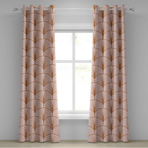 Ambesonne Art Deco Grommet Curtain, Blush Geometric Circles, 50"x96", Cinnamon and Blush