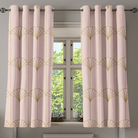 Ambesonne Art Deco Grommet Curtain, Blush Simple Vintage Motif, 50"x63", Blush and Sand Brown