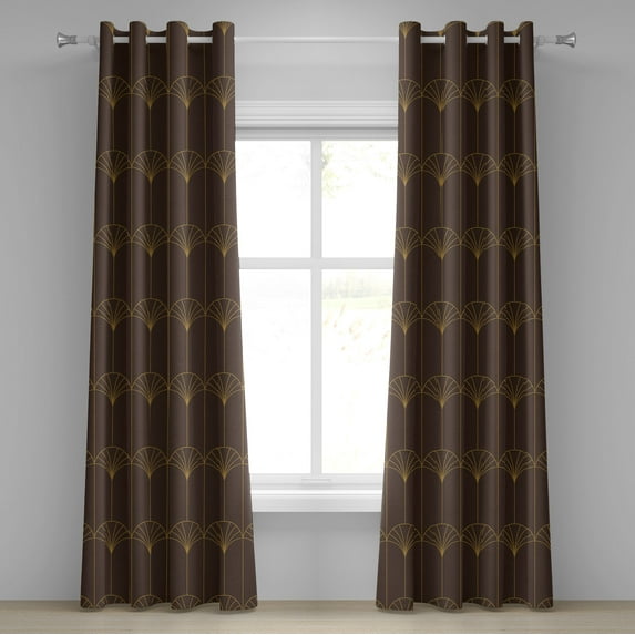 Ambesonne Art Deco Grommet Curtain, Brown Simple Vintage Motif, 50"x72", Dark Brown and Sand Brown