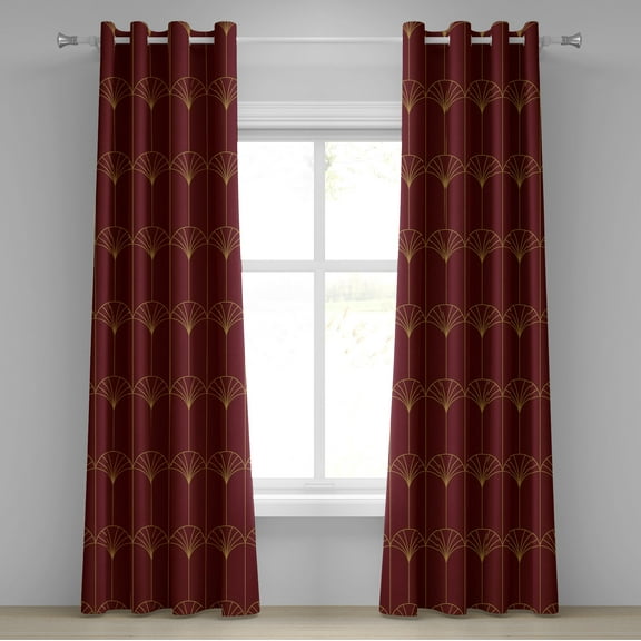 Ambesonne Art Deco Grommet Curtain, Burgundy Vintage Motif, 50"x120", Burgundy and Sand Brown